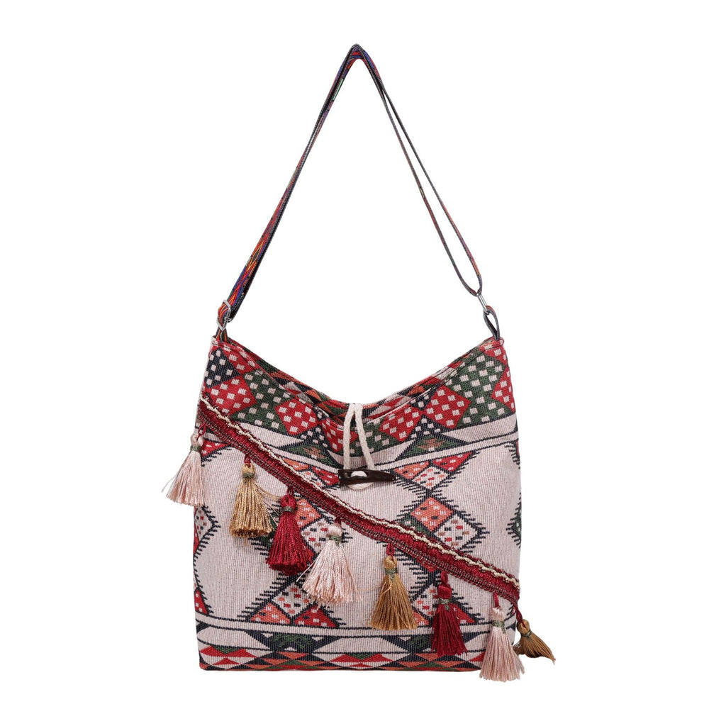 WoEthnic Patterned Flap Hobo Bag
