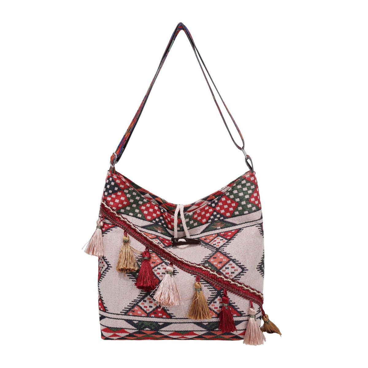 WoEthnic Patterned Flap Hobo Bag