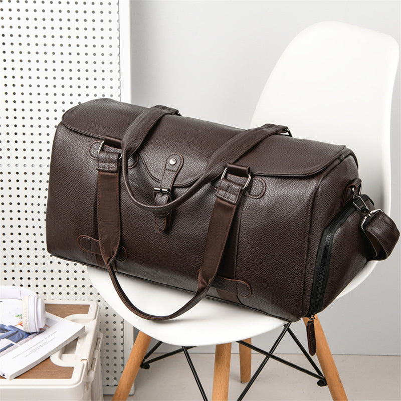 Premium Leather Weekender Duffel Bag