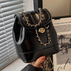 Chic Chain-accented Bucket Handbag