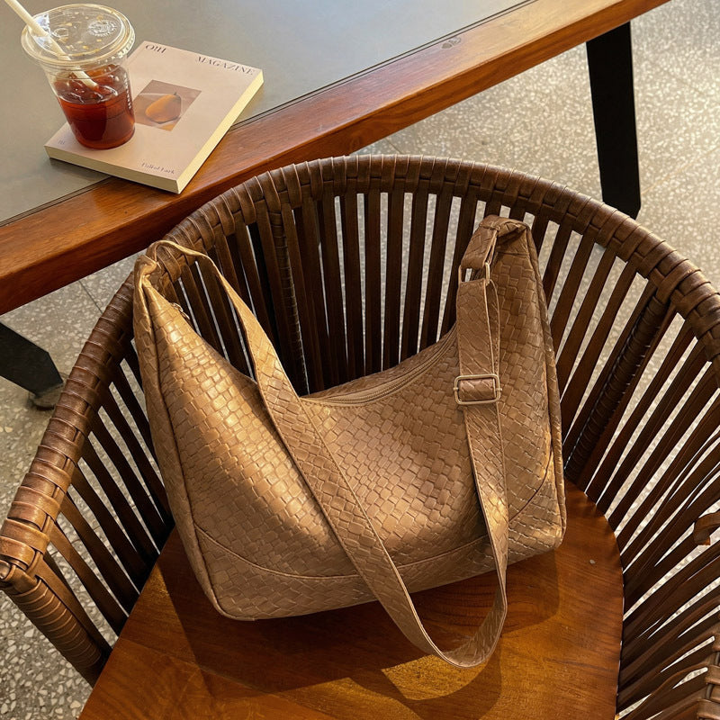 Woven Textured Hobo Handbag