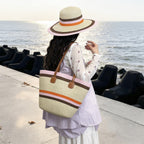 WoColorful Straw Beach Tote Bag