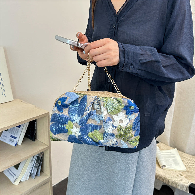 WoElegant Floral Sequin Clutch Bag
