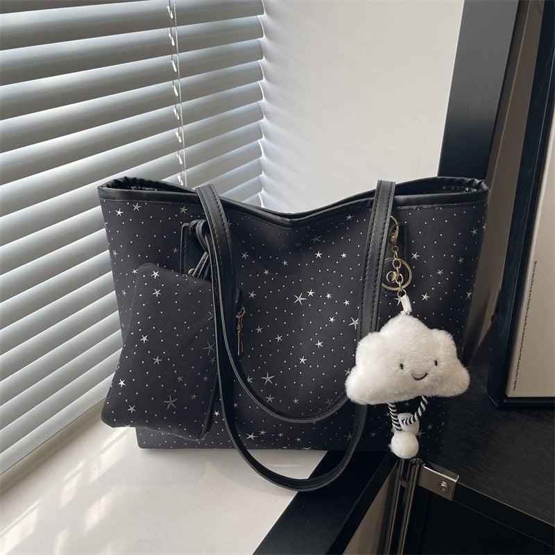 Women's large tote bag with sparkling star design and detachable cosmetic pouch-https://detail.1688.com/offer/1027807811512.html-Calm Wears-Black-Size: no pendants-Calm Wears