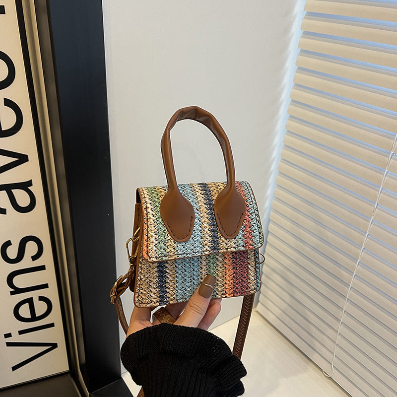 Women's mini bag with woven design and detachable shoulder strap
