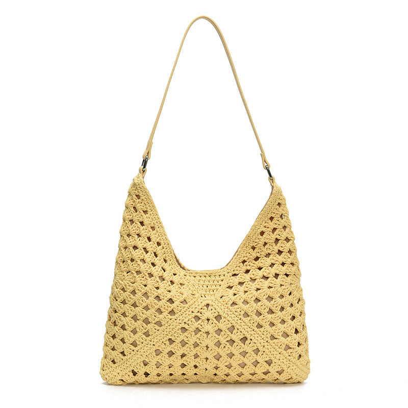 Women's crochet shoulder bag with ergonomic strap-https://detail.1688.com/offer/1039621366772.html-Calm Wears-Yellow-nothing-Calm Wears