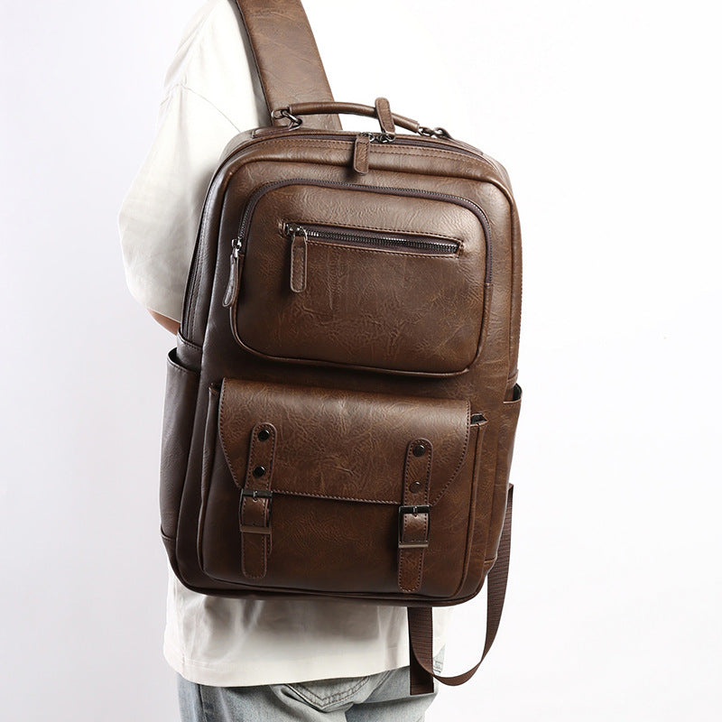 Stylish Multi-Purpose Leather Backpack Calm Wears
