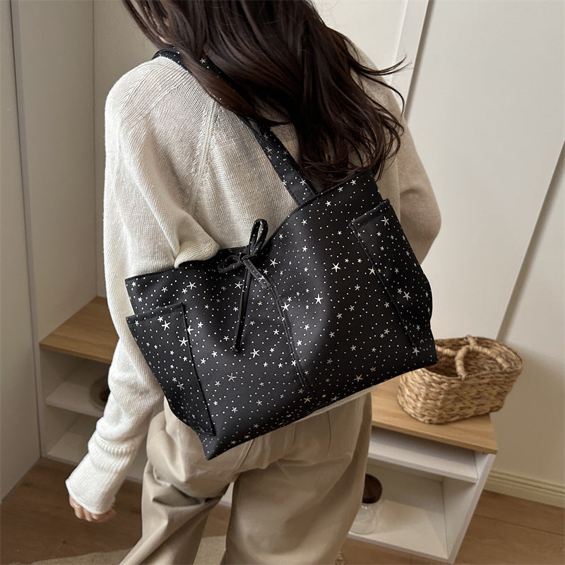 Women's Tote Bag with Sparkling Star Design-https://detail.1688.com/offer/1043998999749.html-Calm Wears-Black-nothing-Calm Wears