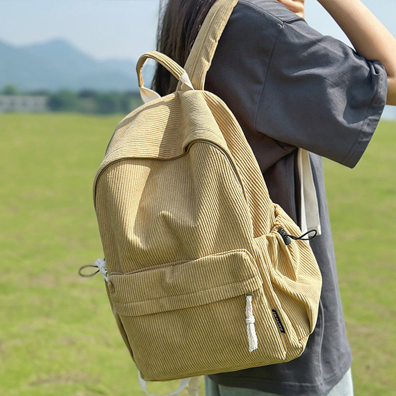 Corduroy Textured Casual Backpack