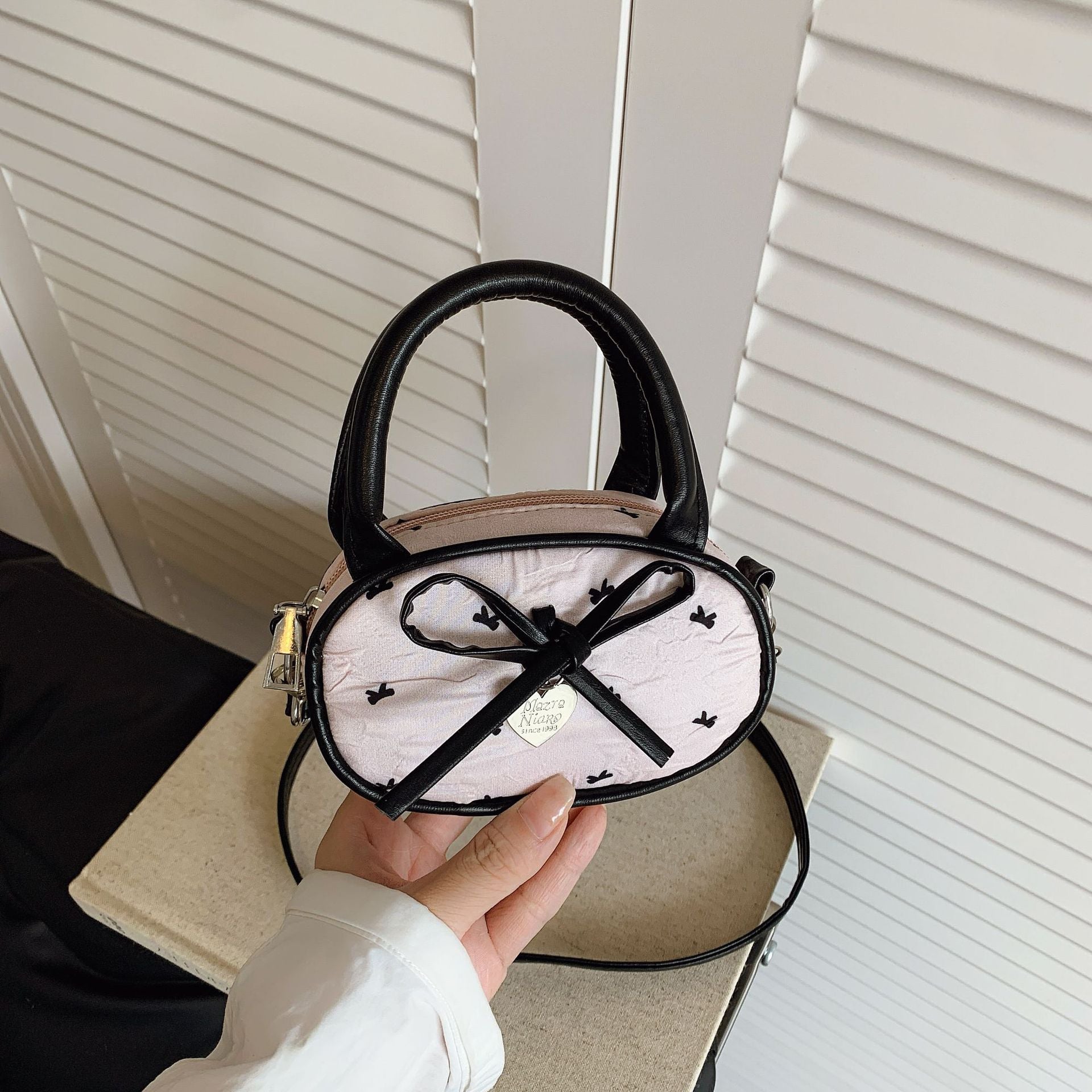 Quilted Mini Handbag with Heart Detail