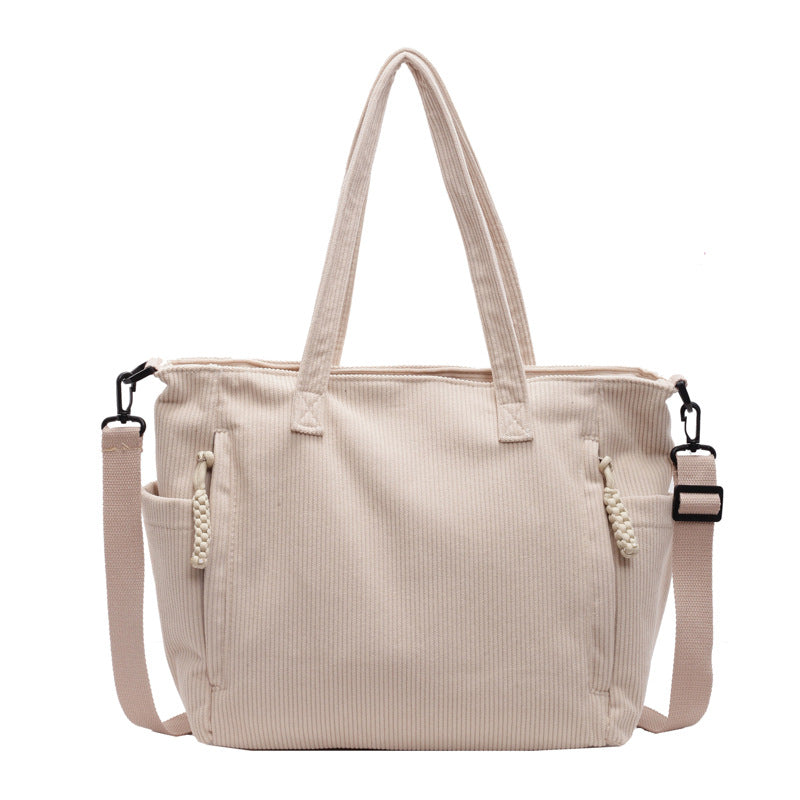 Multi-Pocket Canvas Tote Bag
