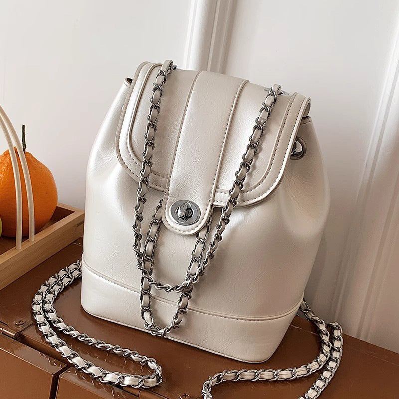 Chic Chain-accented Bucket Handbag