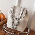 Chic Chain-accented Bucket Handbag
