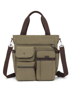 Multi-Pocket Canvas Tote Bag