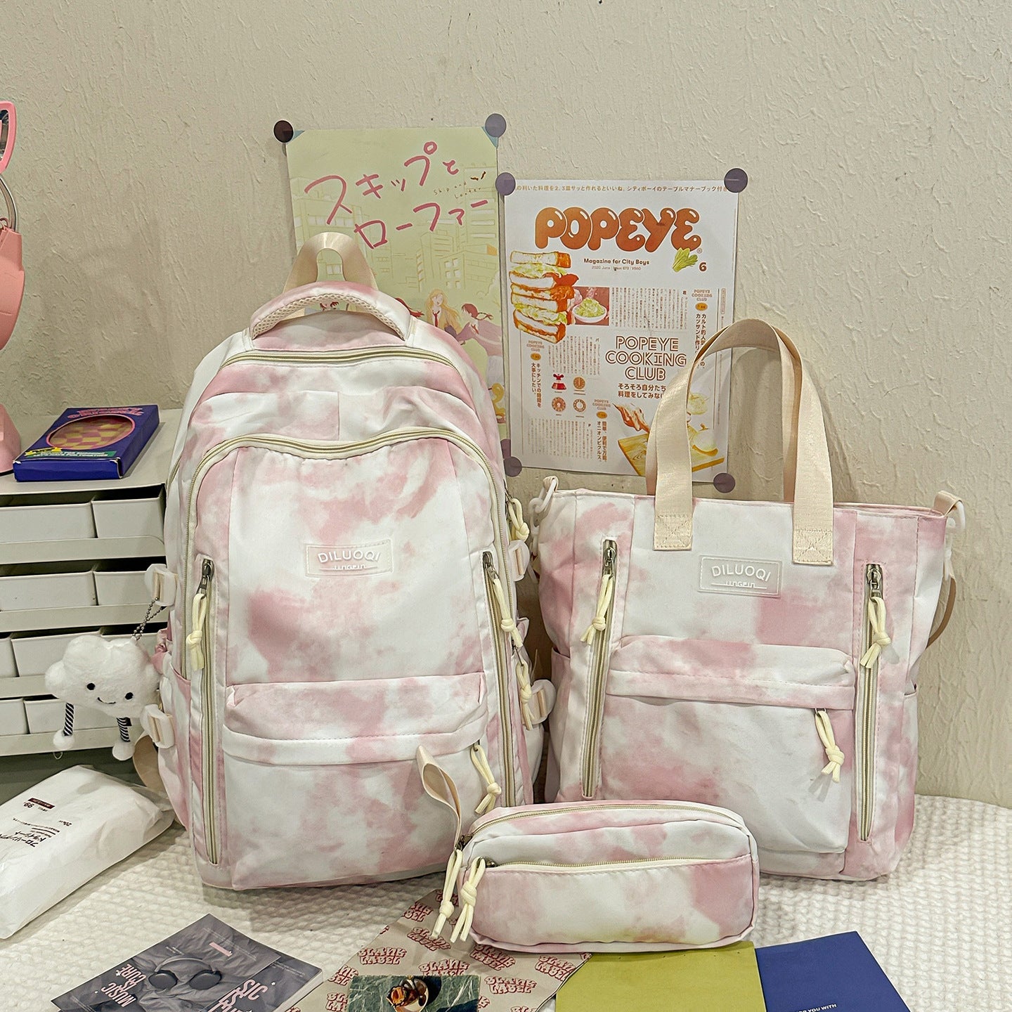 Versatile Multi-Functional Travel School Backpack Set-https://detail.1688.com/offer/996727765753.html-Calm Wears-Pink-Calm Wears