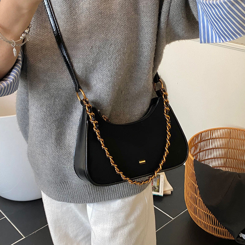 Women's fashionable shoulder bag in vintage look with chain strap-https://detail.1688.com/offer/997435712249.html-Calm Wears-Black-nothing-Calm Wears