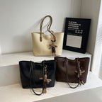 Ladies stylish tote bag with charming keychain-https://detail.1688.com/offer/977740845541.html-Calm Wears-White-Size: without pendant-Calm Wears