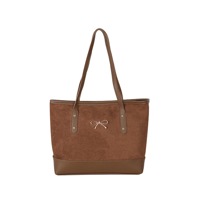 Stylish Faux Suede Tote Bag