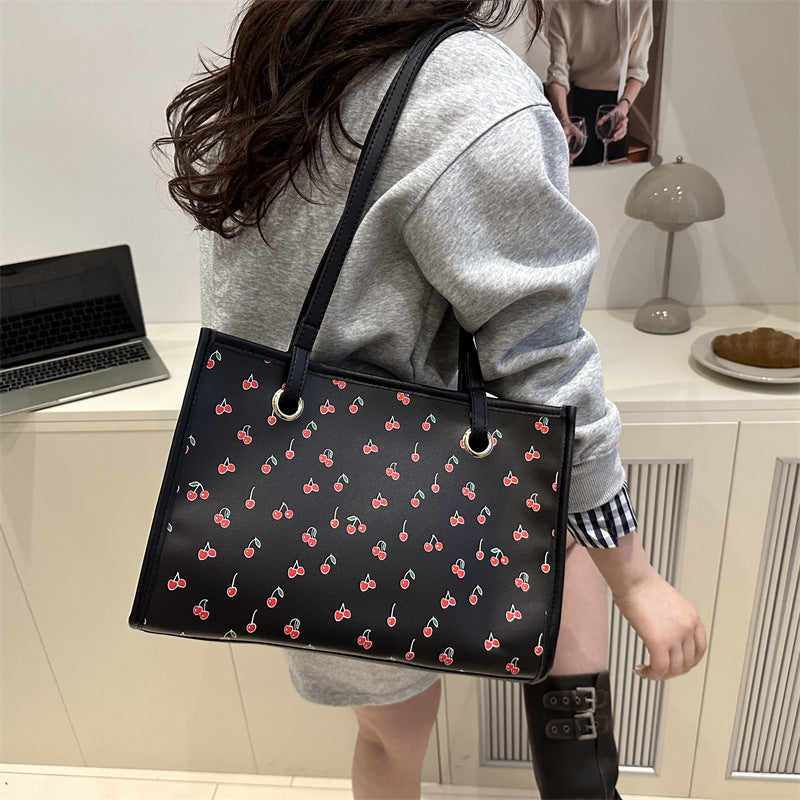 Playful Cherry Print Tote Bag