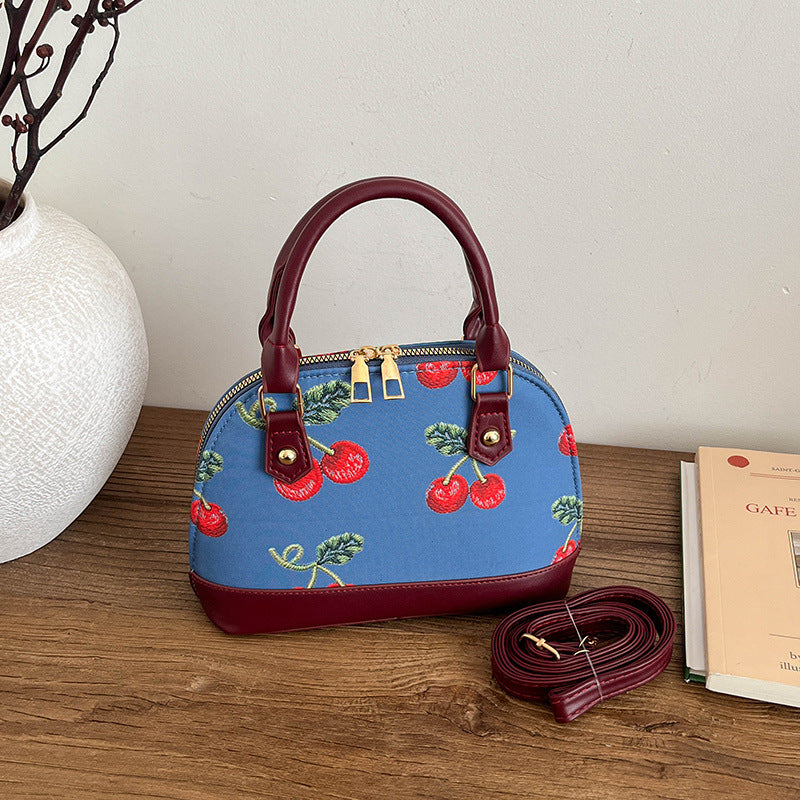 WoEmbroidered Cherry Pattern Handbag