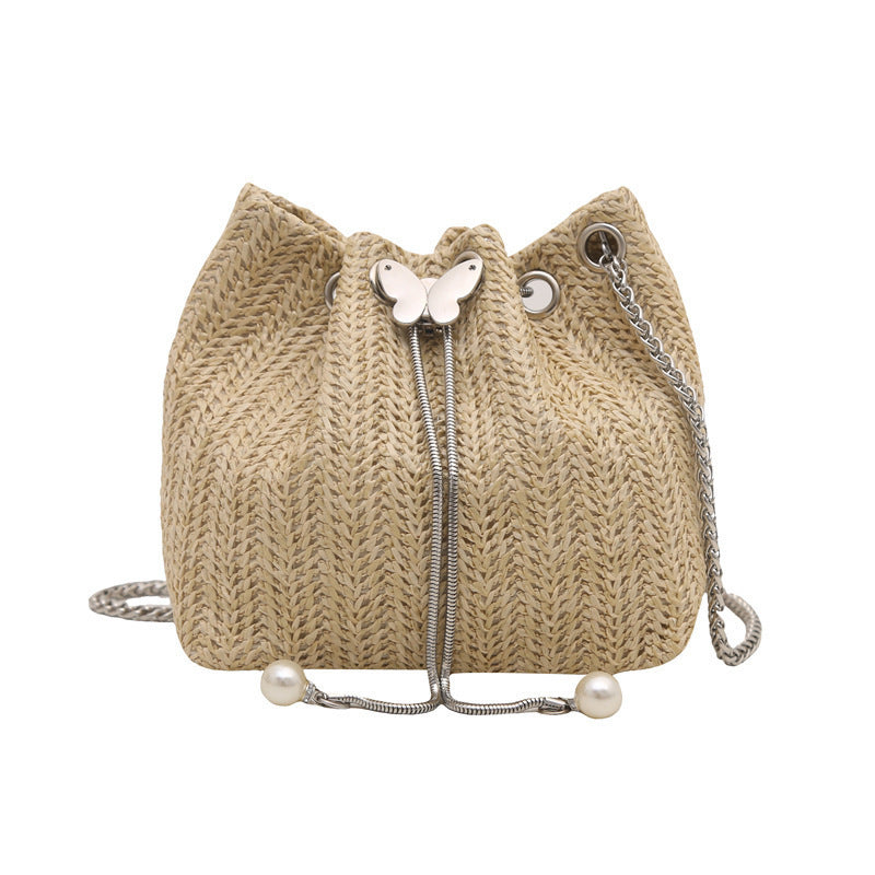 Elegant Woven Drawstring Mini Handbag