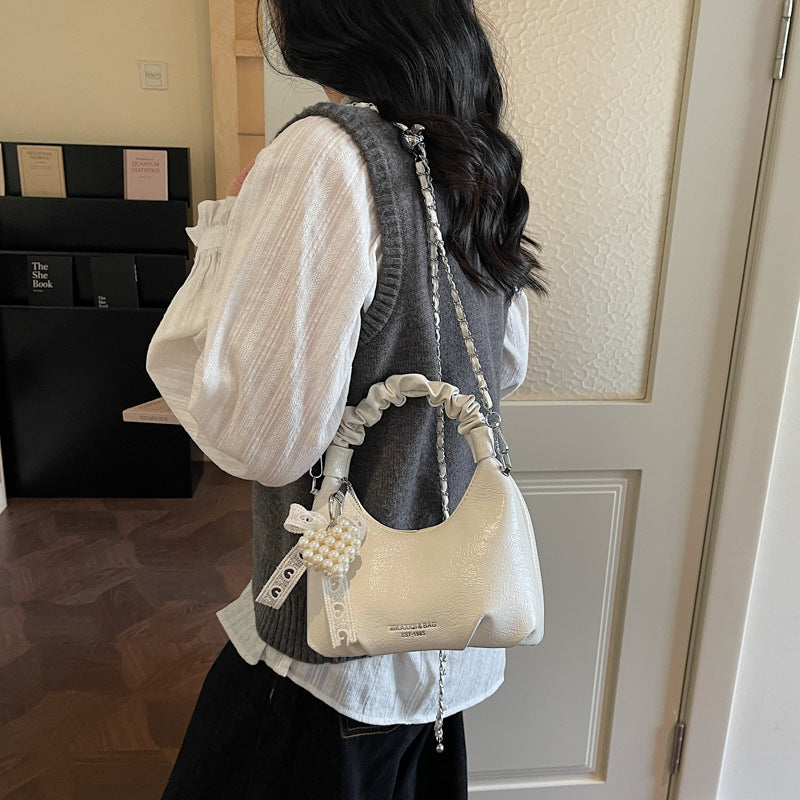 Ladies mini handbag with voluminous ruffle design and trendy charms-https://detail.1688.com/offer/1009545478663.html-Calm Wears-Beige-Size: With pendant-Calm Wears