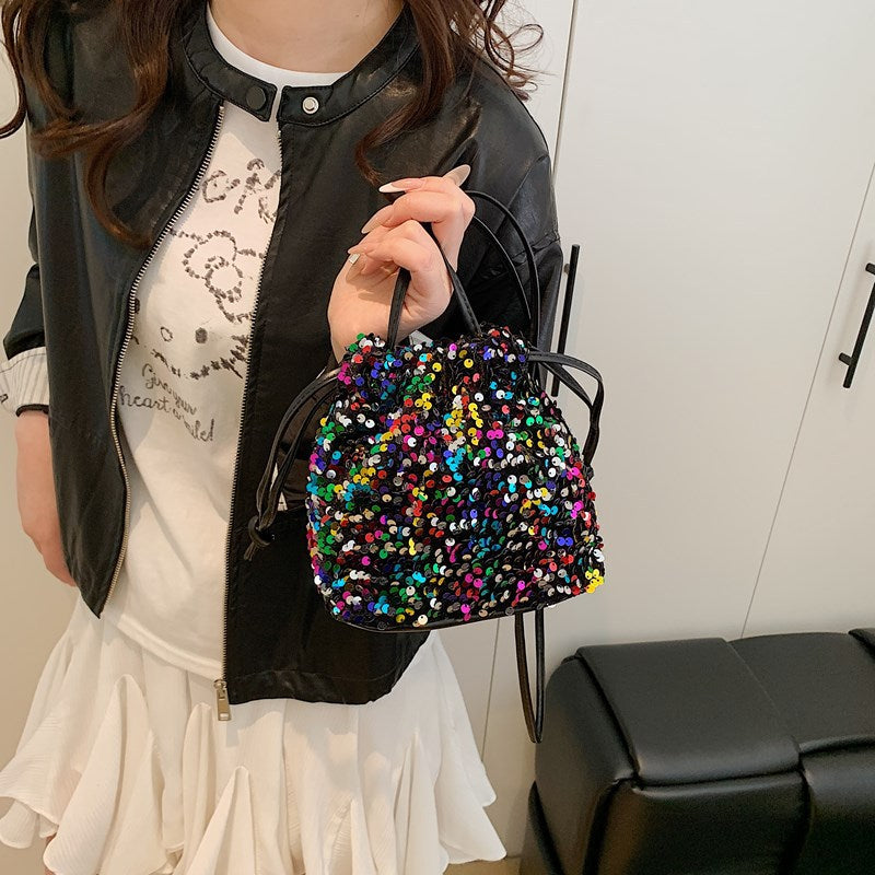 Glittery Sequin Drawstring Mini Bag