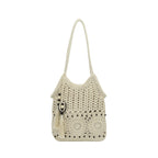 Ladies crocheted shoulder bag with decorative fringes and unique accents-https://detail.1688.com/offer/1016463857877.html-Calm Wears-Khaki-nothing-Calm Wears