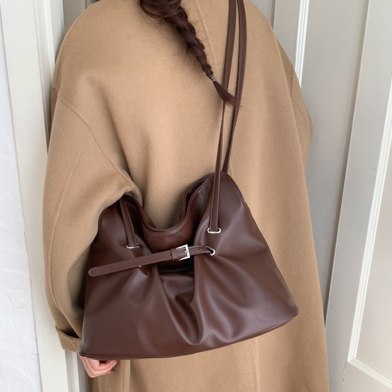 Women's shoulder bag made of high-quality synthetic leather with adjustable drawstring-https://detail.1688.com/offer/1032927466117.html-Calm Wears-Braun-nothing-Calm Wears