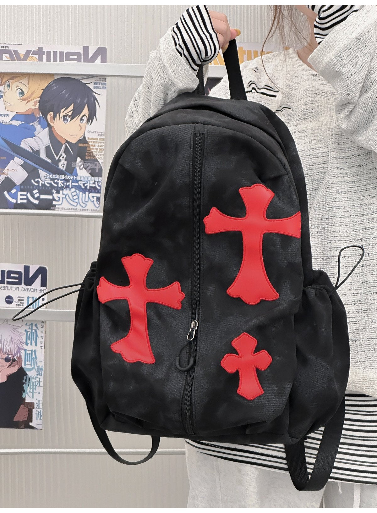 Graphic Cross-Design Backpack