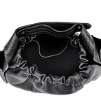 Textured Leather Drawstring Satchel