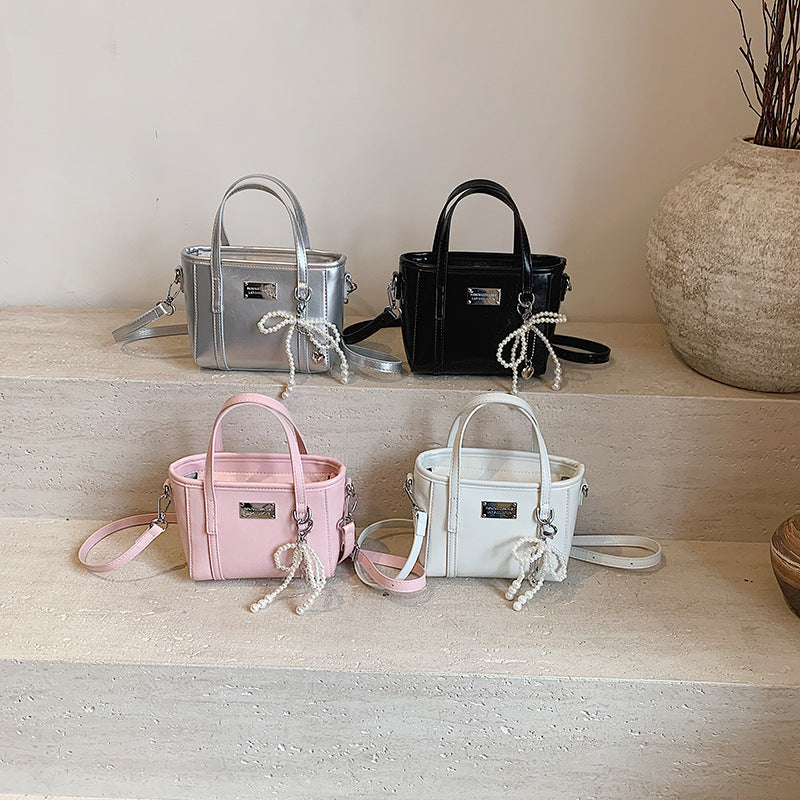 Ladies Mini Handbag with Pearl-Embellished Pendant