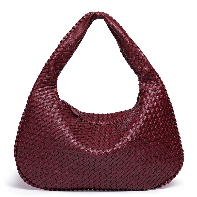 Handcrafted Woven Leather Hobo Bag