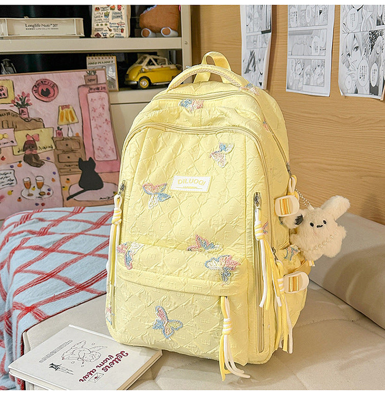 Floral Embroidered Durable School Backpack-https://detail.1688.com/offer/1048162442130.html-Calm Wears-Yellow-Calm Wears