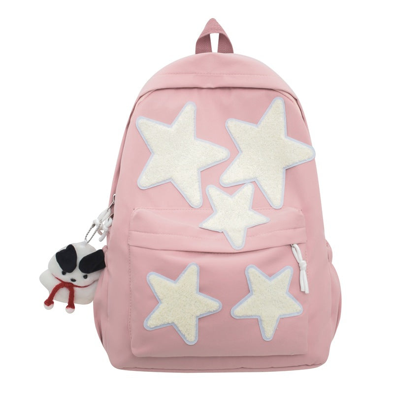 Star-Embroidered Casual Backpack