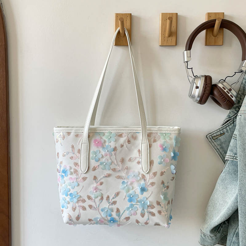 WoFloral Embellished Tote Bag
