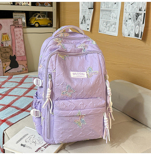 Floral Embroidered Durable School Backpack-https://detail.1688.com/offer/1048162442130.html-Calm Wears-Purple-Calm Wears