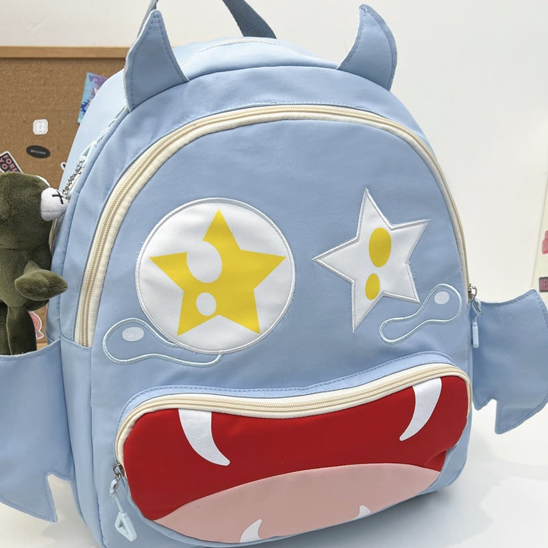 Playful plush backpack with animal face
