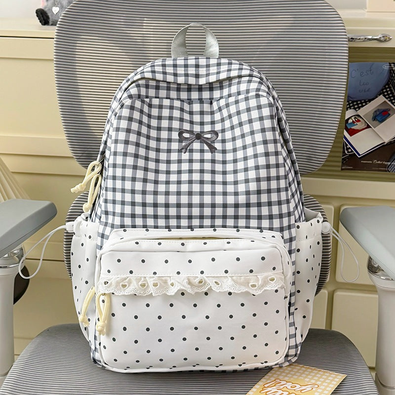 Playful Gingham and Polka Dot Backpack