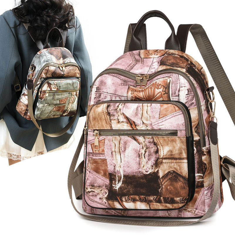 Stylish Denim Pattern Backpack