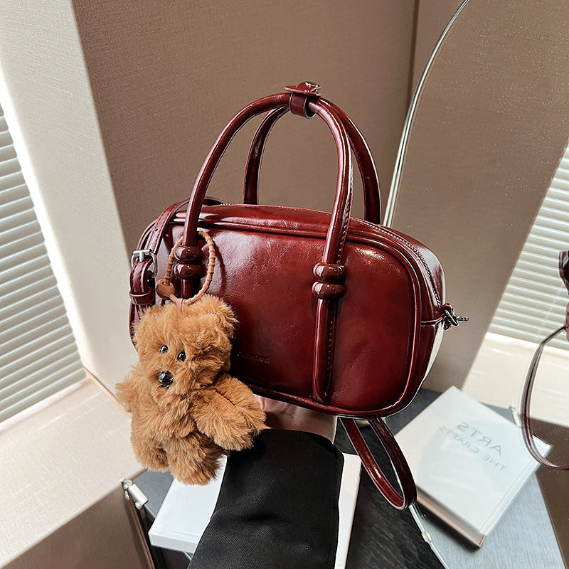 Women's Mini Handbag with Charming Bear Pendant