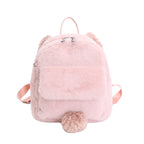 Plush backpack with cute animal ears and pompom