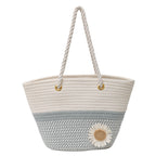 Handcrafted Floral Detail Straw Tote Bag