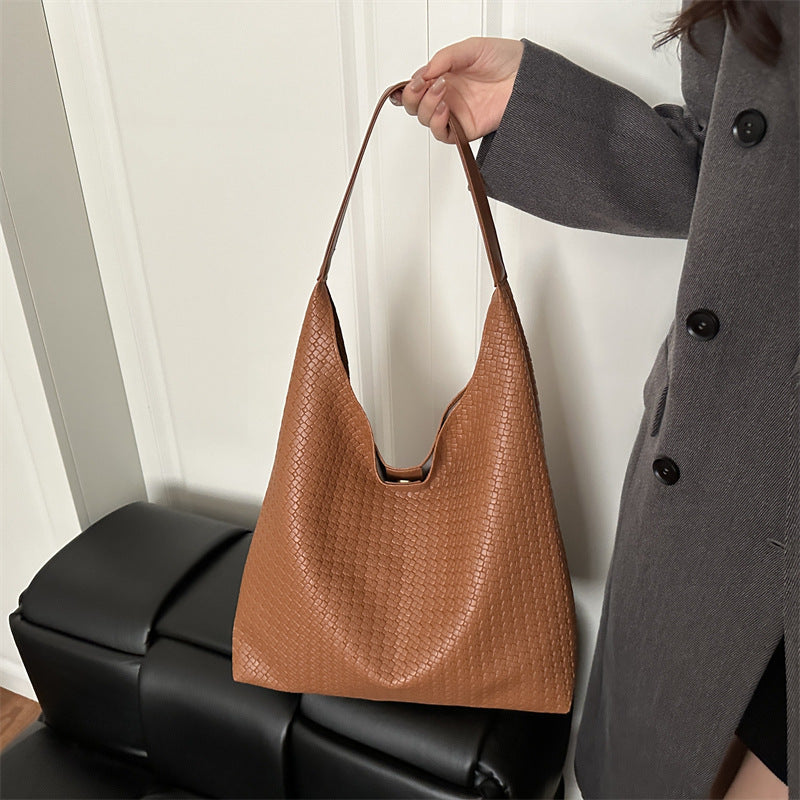 Textured Fabric Slouchy Tote Bag
