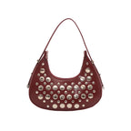 Studded Leather Hobo Bag
