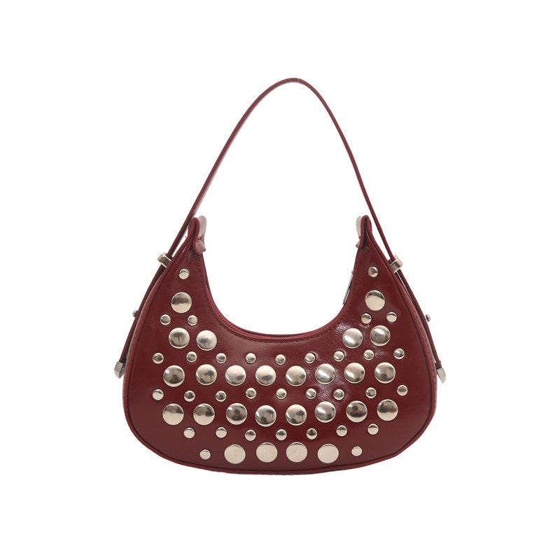 Studded Leather Hobo Bag