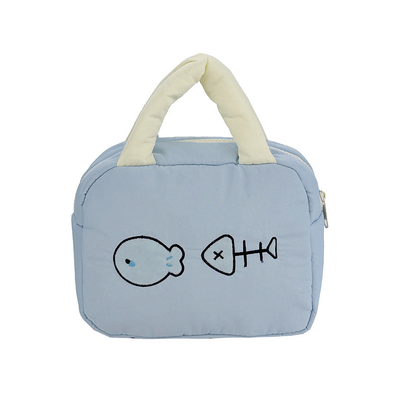 Cute Embroidered Fish-Themed Lunch Bag