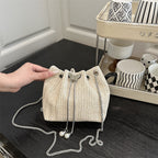 Elegant Woven Drawstring Mini Handbag