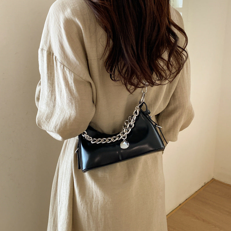Women's fashionable shoulder bag with sparkling chain accent-https://detail.1688.com/offer/1025795333527.html-Calm Wears-Black-nothing-Calm Wears