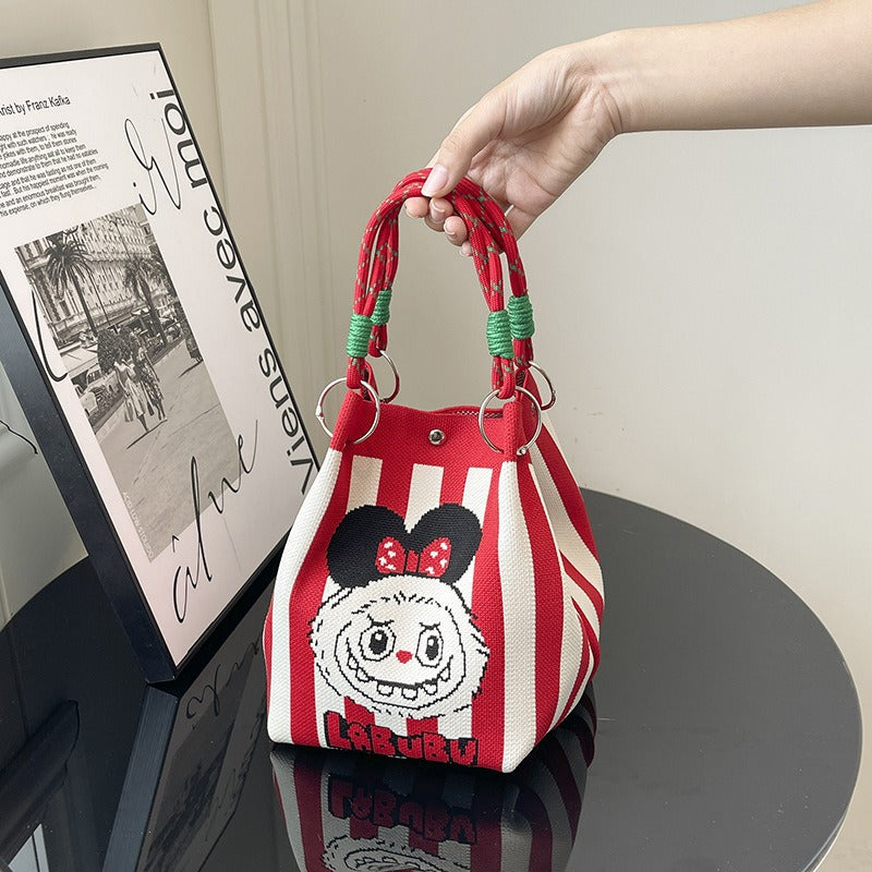 WoFloral Print Textured Handbag